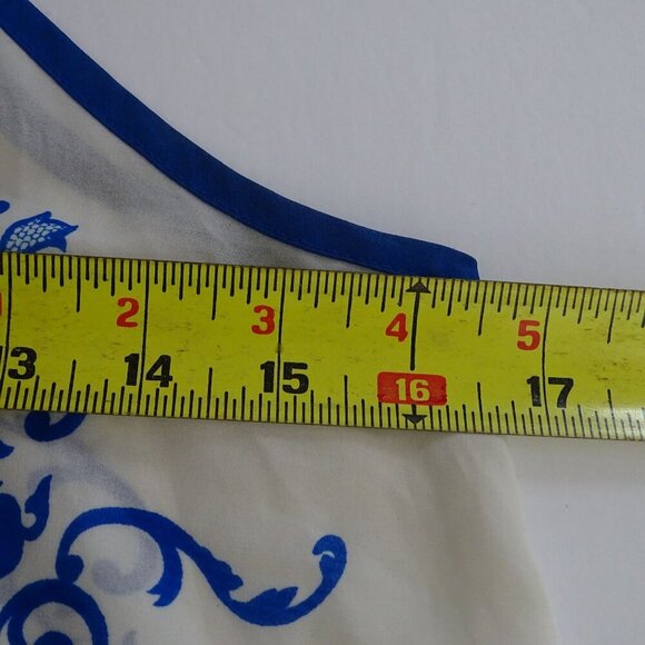 Between Me and You Blue White Sleeveless Sheer Tank Top Cami Women Size S - Picture 7 of 8